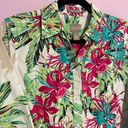 Chico's  Floral Blouse Button Collar Cotton Orchid Wrinkle Resistant Size Medium Photo 1