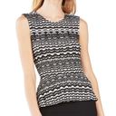 BCBGMAXAZRIA Black & White Knit Peplum Tank Top Photo 0