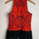 Jonathan Simkhai Red / Black Lace and Tulle Peplum Top Size 2 Photo 5