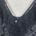 JC Penny Vintage  Fantasia Nightgown Black Satin Lace Trim Size 36 (M) Union Made Photo 3