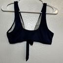 Cupshe  Deep Love Solid Bikini Top Swimwear V-Neck Ribbed Tie Front Navy Blue M Photo 5