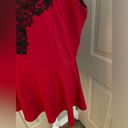 City Chic  red knit black lace sleeveless peplum style pullover  blouse Size 16W. Photo 2