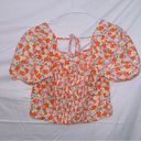 Blu Pepper Women's  Floral print Puff Sleeve Smocked Back Crop Top size medium Photo 5