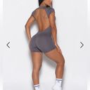 Bombshell sportswear Open Back Tee Bodysuit Short, Gray Smocke Photo 5