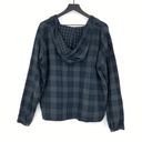 CP Shades  x FREE PEOPLE Pullover Hoodie Long Sleeve Top Blue Green Plaid M Photo 7