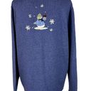 Croft & Barrow  X-Large Cardigan Sweater Snowmen Winter Snowflakes Crew Neck Blue Photo 4