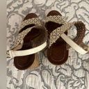 Tory Burch  Cork Sandals Wedge Ivory Perforated Leather Daisy Photo 4