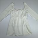 White Pearl Trim Mini Dress Long Sleeve Size Small Lightweight Photo 4