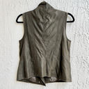 Vince  100% Leather Military Moto Vest Jacket Olive Green Women's Size XS Photo 2