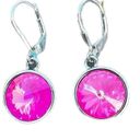 Ultra Pink  sparkly earrings made with Swarovski crystal in silver Photo 0