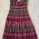 Jones New York  Fit & Flare Pink Black Pleated Cap Sleeve Cocktail Dress Size 4 Photo 7