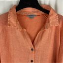 NEW PBJ Blues Orange Acid Wash Denim Collar Button Front Tunic Sweater Large Photo 2