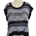 BCBGMAXAZRIA BCBGeneration Womens Size X-Small/Small Black & White Open Knit Blouse Boho Boxy Photo 0