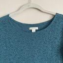 Garnet Hill  Womens Lace Knit Teal Sheer Top Overlay Size XS Long Sleeve Tiered Photo 1