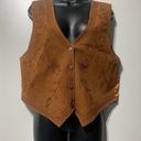 Agapo Rust Orange Tan Leather Suede Vest Floral Embroidery Stitch Size Medium Photo 1