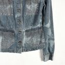 DKNY  Small Jean Jacket Reworked Denim Hand Embroidered Bleached Distressed 509 Photo 5