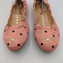 Charlotte Olympia  Pink Satin Kitty Cat Ballet Flat Black Polka Dots 39.5 US 9.5 Photo 3