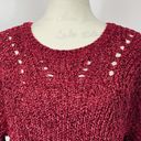 Nine West  Chenille Pointelle Pullover Rich Burgundy Sweater Size M Photo 4