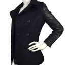 All Saints Zaskia Pea Coat Navy Wool Black Leather
Sleeves Double Breasted Photo 0