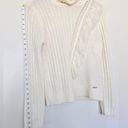 DKNY  Ivory Fringe Knit Ribbed Turtleneck Sweater Top, Size Medium. Photo 1