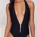 Nasty Gal Black Plunge Sexy Open Back One Piece Bathing Suit Photo 0