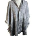 Cocogio One Size Hooded Fringe Gray Sweater Wrap Made In Italy Wool Blend Photo 0