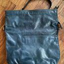 Garnet Hill  Navy Leather Foldover Messenger Bag Crossbody Made in Italy Italian Photo 1