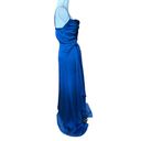 Fame and Partners  The Anita Gown Blue Satin Sleeveless Maxi Formal Gown Size 0 Photo 6