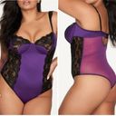 Frederick's of Hollywood  Lingerie Ilana Underwire Medium Teddy Purple Black NWT Photo 1