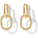 14K Gold Convertible Link Huggie Earrings for Women | Paperclip Link Earrings Photo 2