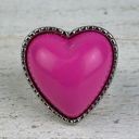 Bubblegum 💕 VTG Y2K  Pink Heart Ring Silver Tone Band 3D Puffy Heart Size 6 Photo 3