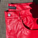 ZARA Red Leather Straight Pants Photo 5