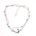 NWT Multilayer Silver Tone Bohemian Dolphin Anklet Photo 0