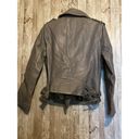 BCBGeneration  BCBG Gray Faux Leather Motorcycle Biker Moto Coat Jacket Size Smal Photo 10