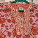 Sigrid Olsen  Orange/Pink Floral embroidered sleeveless blouse top size medium Photo 1