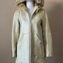 Marc Jacobs  | Gold Genuine Leather Fur Hood Coat Sz 2 Photo 0