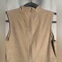 Lysse  Neutral Tan suede Peplum Mock Neck Tank Top Photo 4