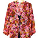 Shade & Shore NWOT  Floral Long Sleeve Deep V-Neck Maxi Kimono Cover Up Dress Photo 10