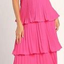 Lulus NWOT  Cascading Crush Hot Pink Tiered Bustier Midi Dress Photo 0