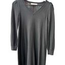 The Loft  Black Acrylic Nylon V-neck Long-Sleeve Sweater Dress Size XSP Knee-length Photo 0