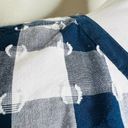 kim rogers NWT  Top LARGE Buffalo Plaid Popover Half Button Henley V-Neck Blue Photo 2