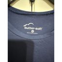 Butter Soft  Womens Pullover Tee Navy Top Long Sleeve Photo 2