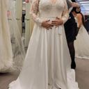 Oleg Cassini long sleeve satin applique wedding dress Photo 0