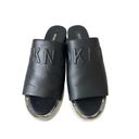 DKNY  Black Leather Platform Slide Sandals Sz 8.5 Photo 1