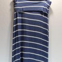 Elan  Navy White Stripe Waist Maxi Skirt with Side Slit size Large Photo 3