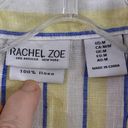 Rachel Zoe  Linen Striped Tie Bottom Button Down Blouse Size Medium Photo 3