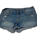 American Eagle Super Stretch X Shortie Frayed Hem Blue Jean Denim Shorts  Photo 10