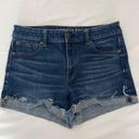 American Eagle  Outfitters Hi-Rise Shortie Dark Wash Cuffed Super Stretch Size 8 Photo 0