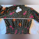 Angie Dark Hunter Green Floral Print Boho Long Sleeve Mini Dress Size XS NWT Photo 4