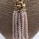 Talbots  Women's Gold Tone Chain Links Pearl Tassel Pendant Necklace Gold White Photo 4